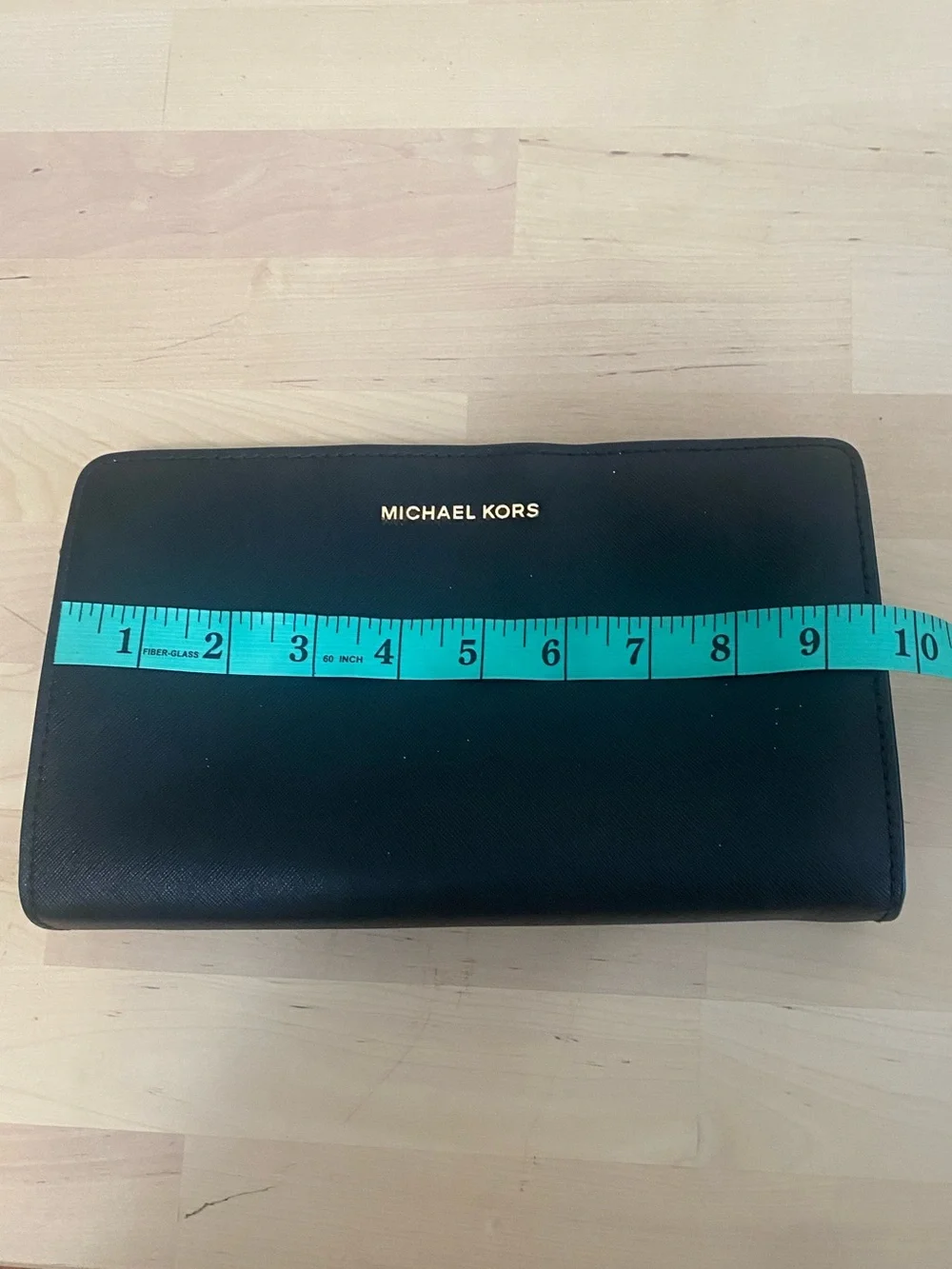 Michael Kors Black Saffiano Zip-Around bag with Gold Logo